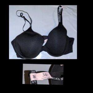 NWT Victoria's Secrest Lightly Lined Black Underwire Bra Womens Sz 36C